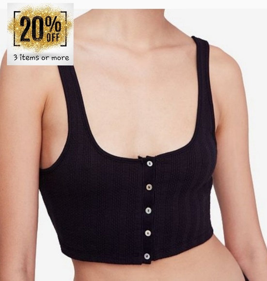 NWT FREE PEOPLE  CROP TOP SUMMER BRAMI BLACK - Picture 8 of 8